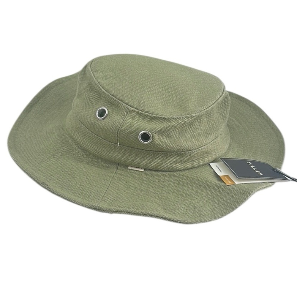 Tilley olive hat recycled materials durable secret pocket outdoors hiking sz xl